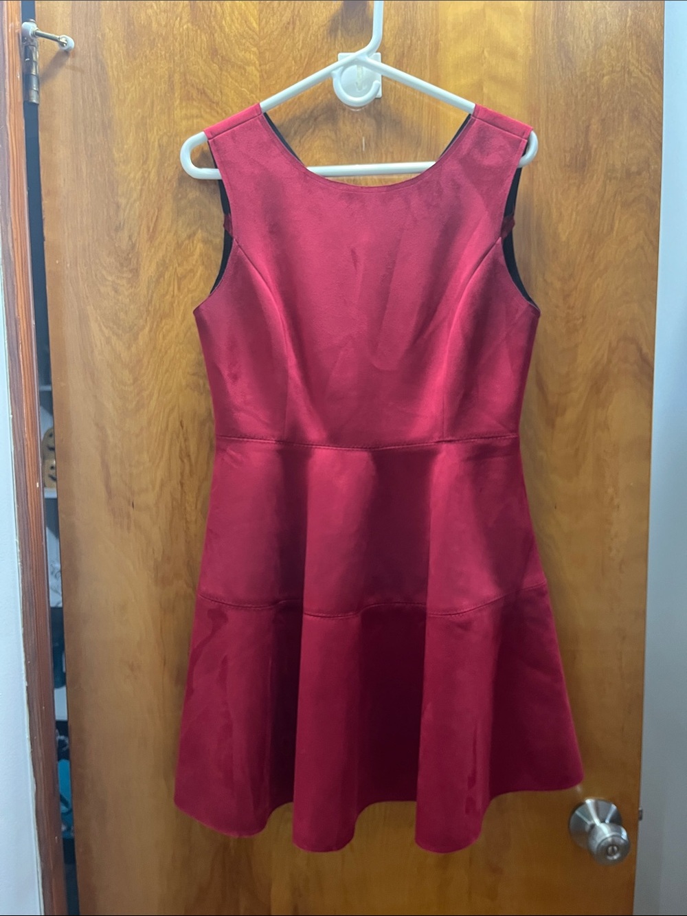 Sleeveless Burgundy Fit-and-Flare Formal Dress